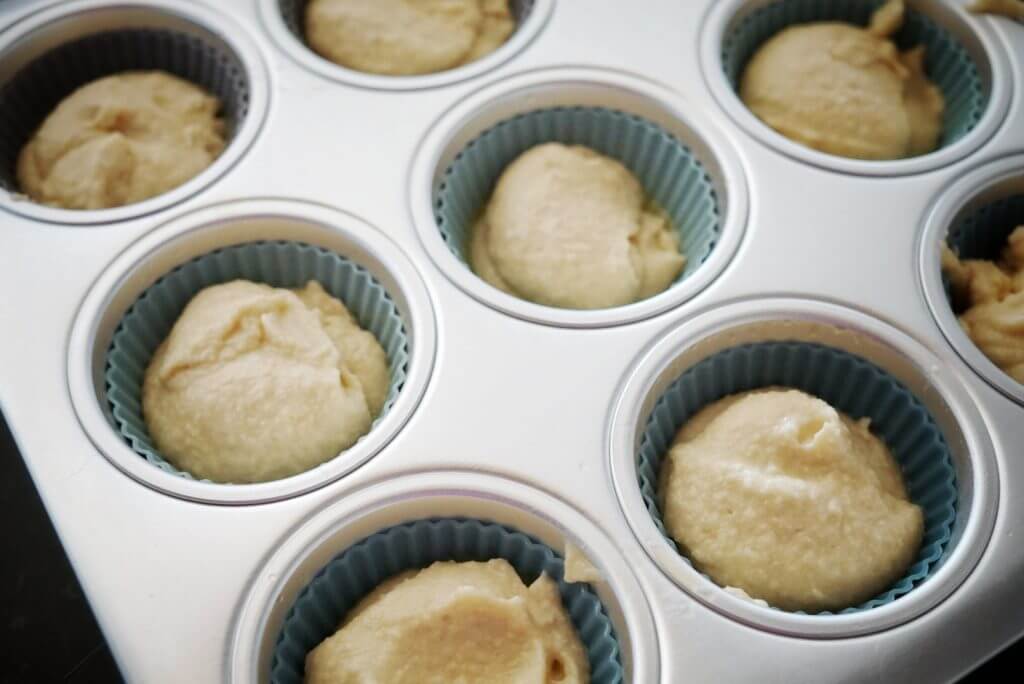 low carbs muffins ready to go into the oven