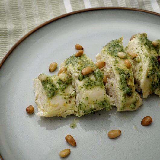 Super tender chicken breast with pesto