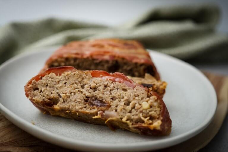 smoked bacon-wrapped meatloaf.