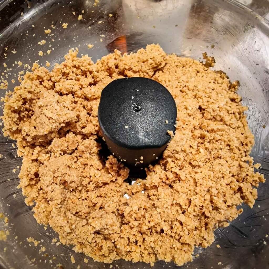 blended hazelnuts in food processor.