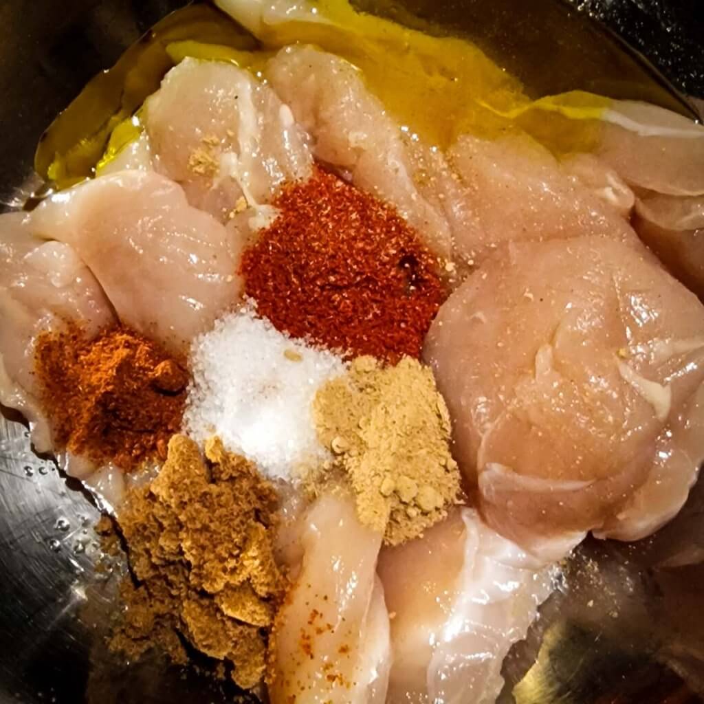 all air fryer chicken strips ingredients in a bowl